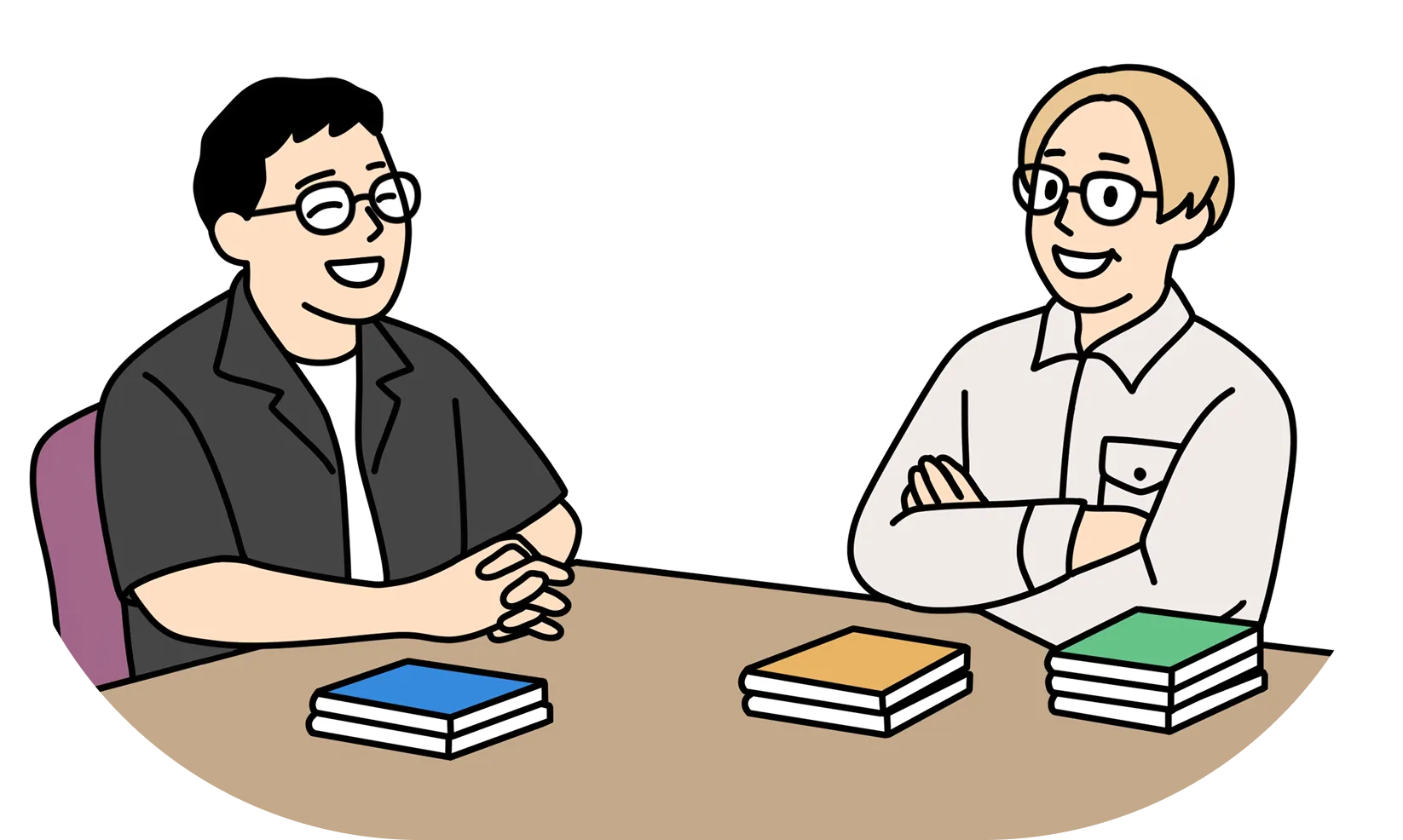 ベテラン編集者座談会のイラスト カラー