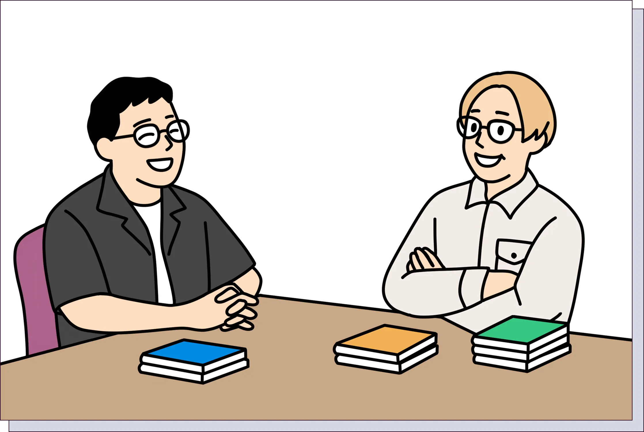 ベテラン編集者の雑談会のイラスト